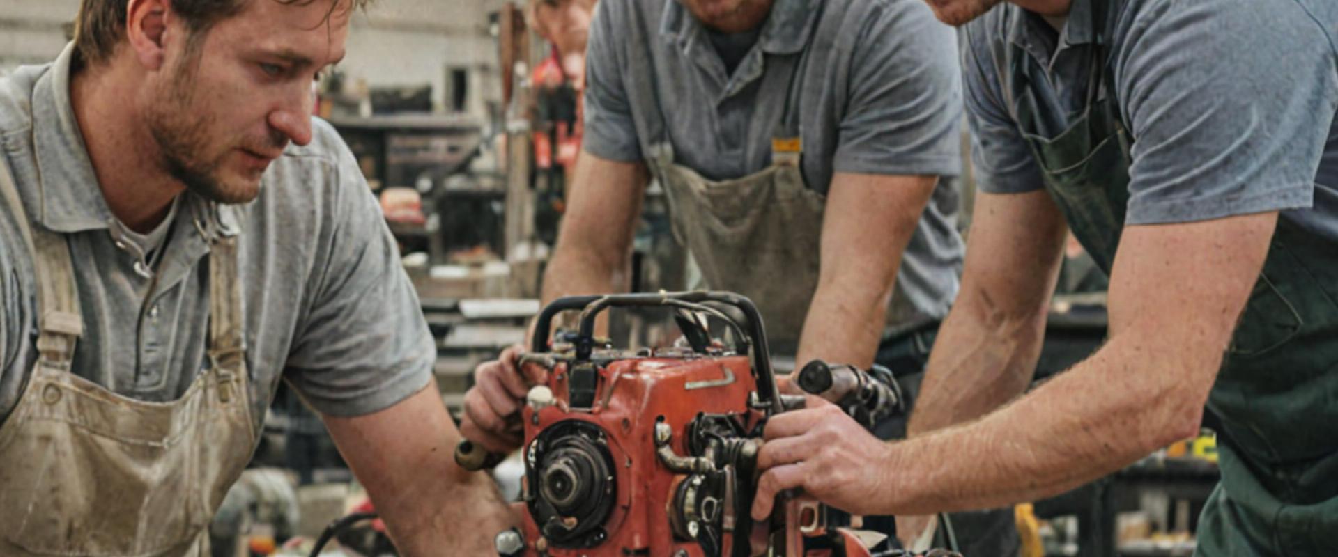 Farm equipment repair team